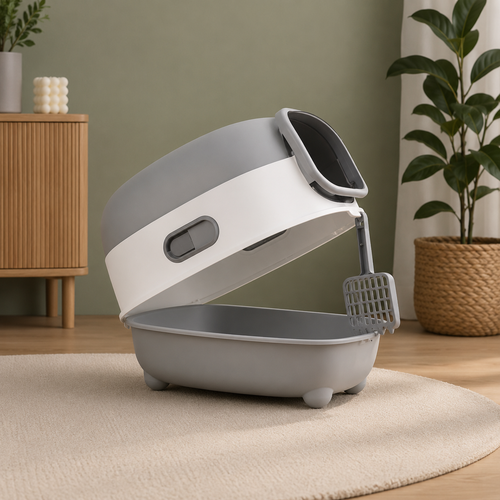 Caja de arena cerrada para gatos XXL