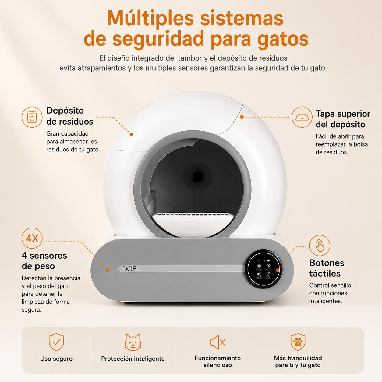 Arenero Automático Inteligente para Gatos  T25 WiFi
